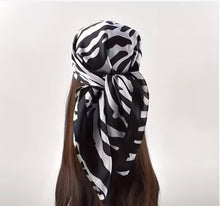 Load image into Gallery viewer, Black &amp; White Silk Scarf
