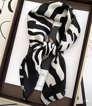 Load image into Gallery viewer, Black &amp; White Silk Scarf
